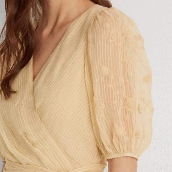 Women’s Ralph Lauren Stripped Midi Dress  with Zipper at the back Beige Size 4 - Picture 3 of 4